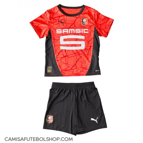 Camisa de time de futebol Stade Rennais Replicas 1º Equipamento Infantil 2024-25 Manga Curta (+ Calças curtas)